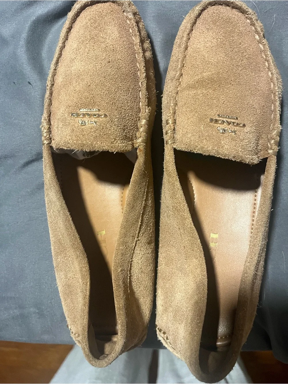 Coach Women's Suede Loafers in Chestnut Brown